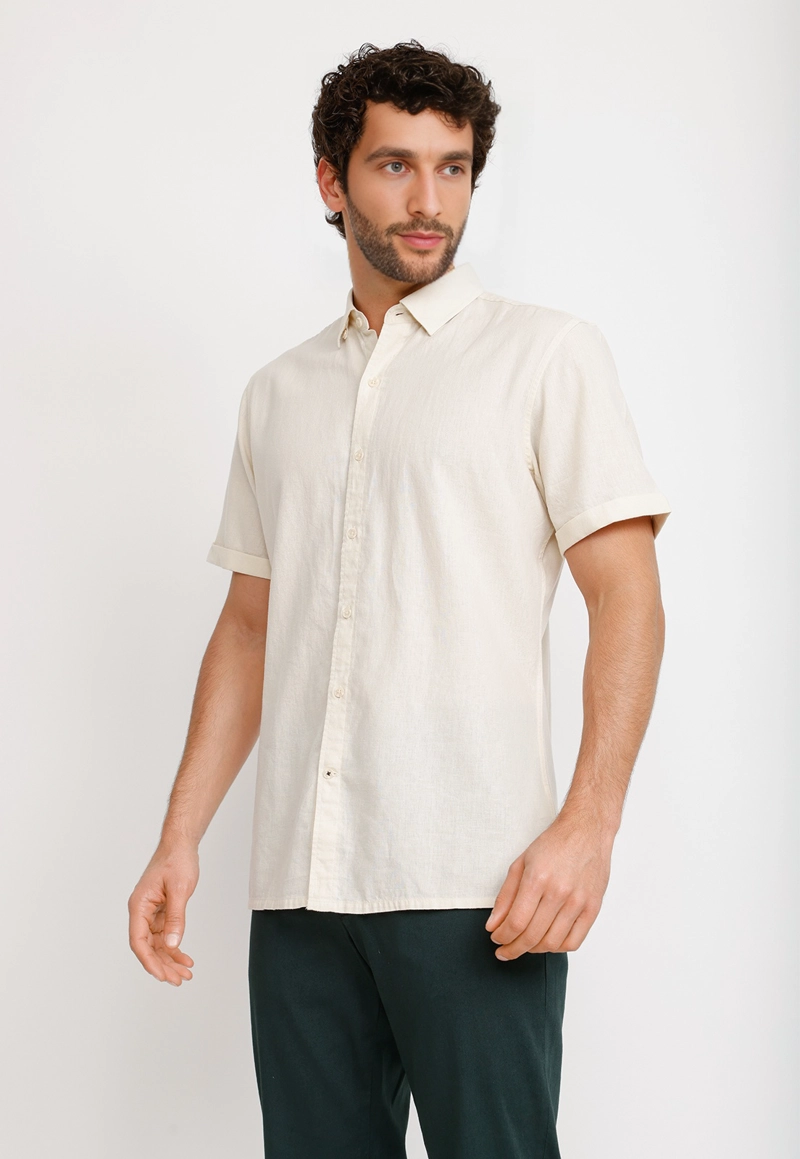 CAMISA LINO ALGODON BORIS CRUDO - 1
