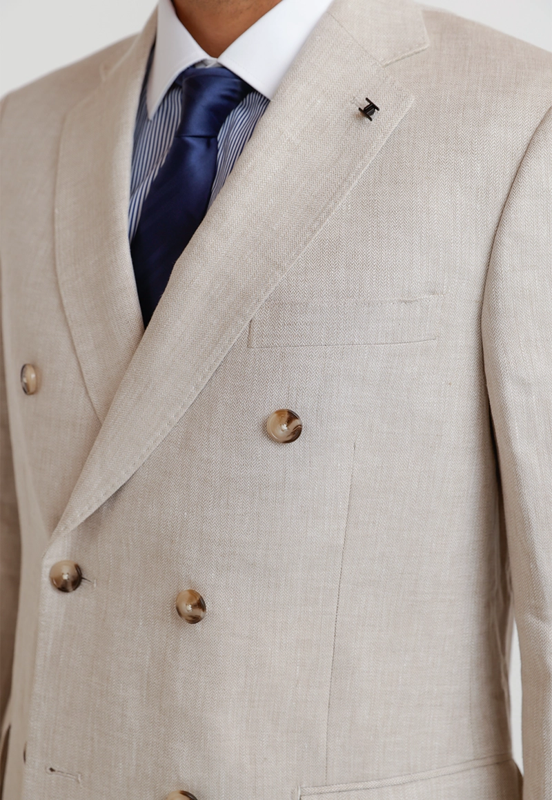 CHAQUETA HOMBRE FORMAL CRUZADA LINO MIX&COLOR BEIGE - 3