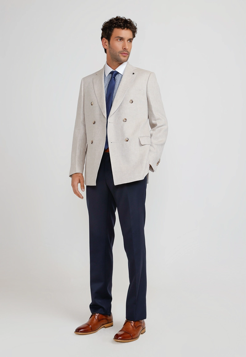CHAQUETA HOMBRE FORMAL CRUZADA LINO MIX&COLOR BEIGE - 4