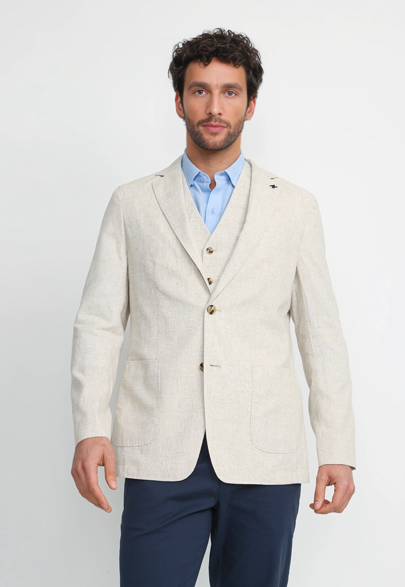 CHAQUETA HOMBRE LINO ALGODON CADEN BEIGE - 1