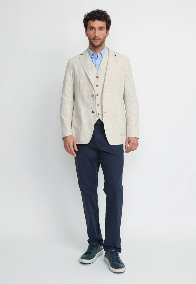 CHAQUETA HOMBRE LINO ALGODON CADEN BEIGE - 4