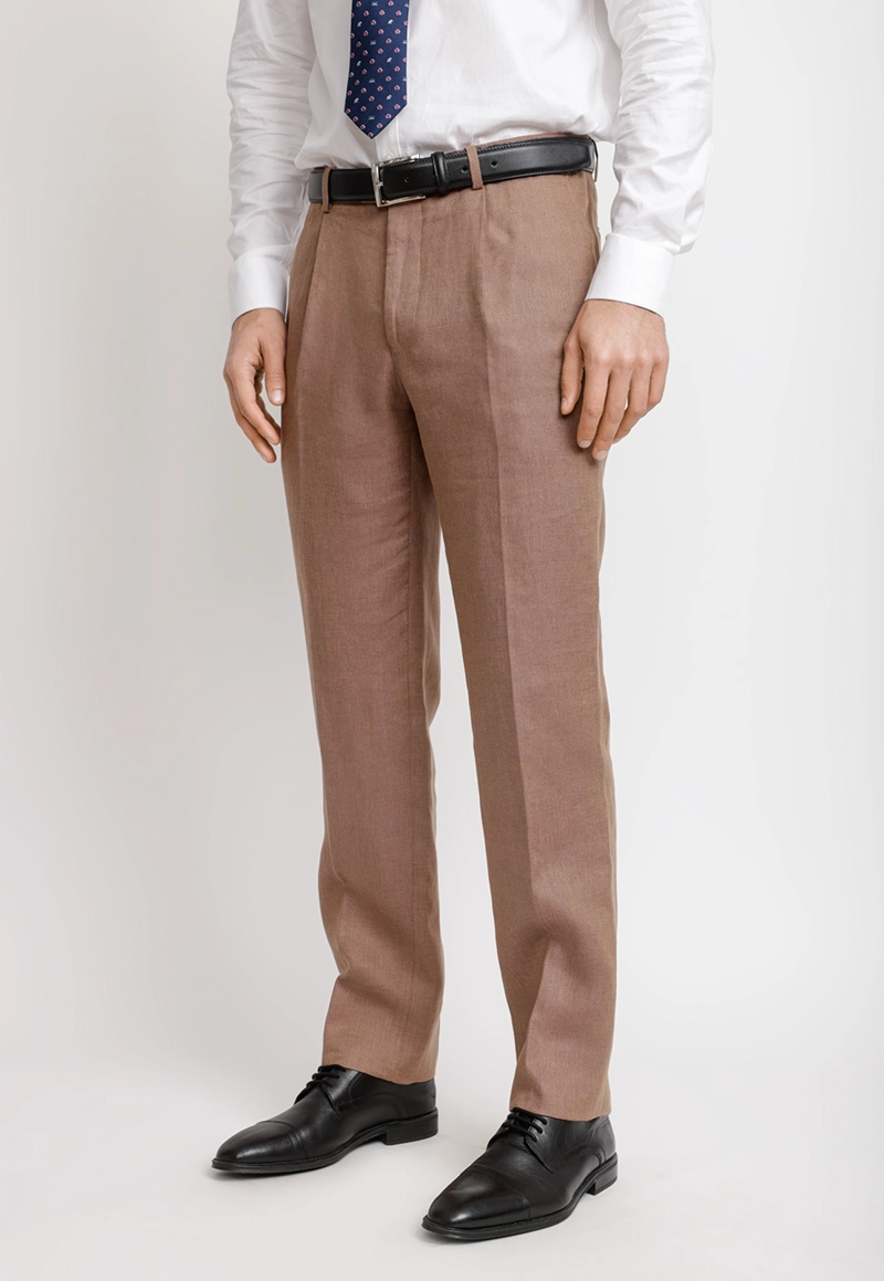 PANTALON HOMBRE FORMAL LINO MIX&COLOR CAFE - 1