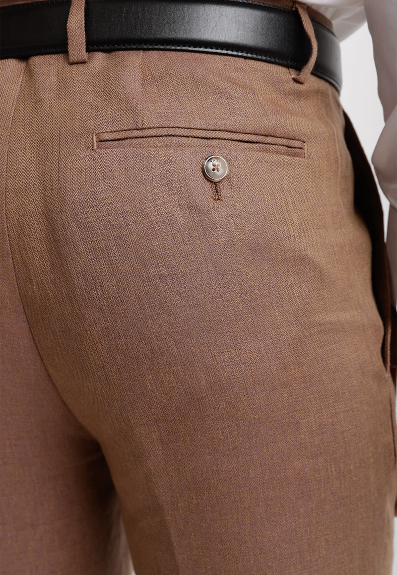 PANTALON HOMBRE FORMAL LINO MIX&COLOR CAFE - 3