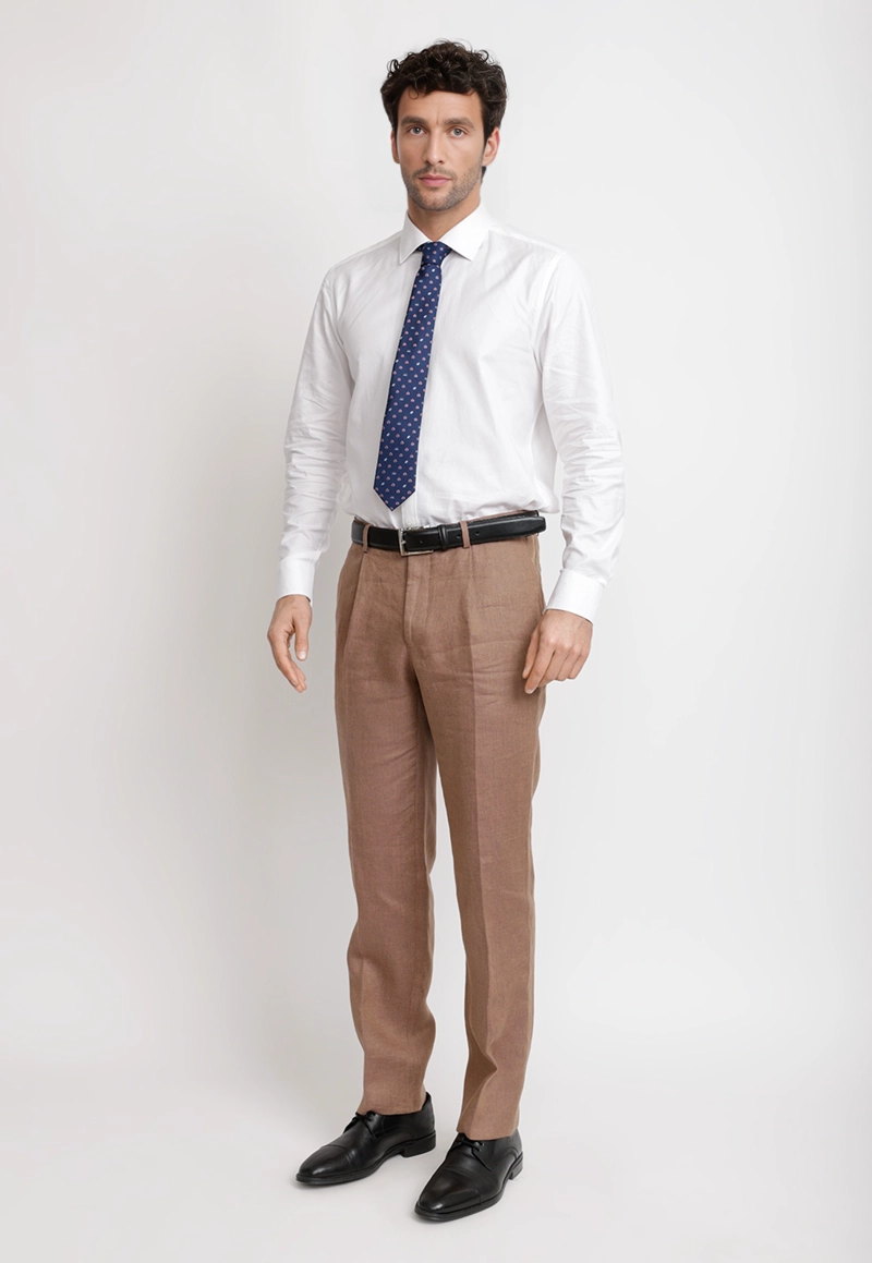 PANTALON HOMBRE FORMAL LINO MIX&COLOR CAFE - 4