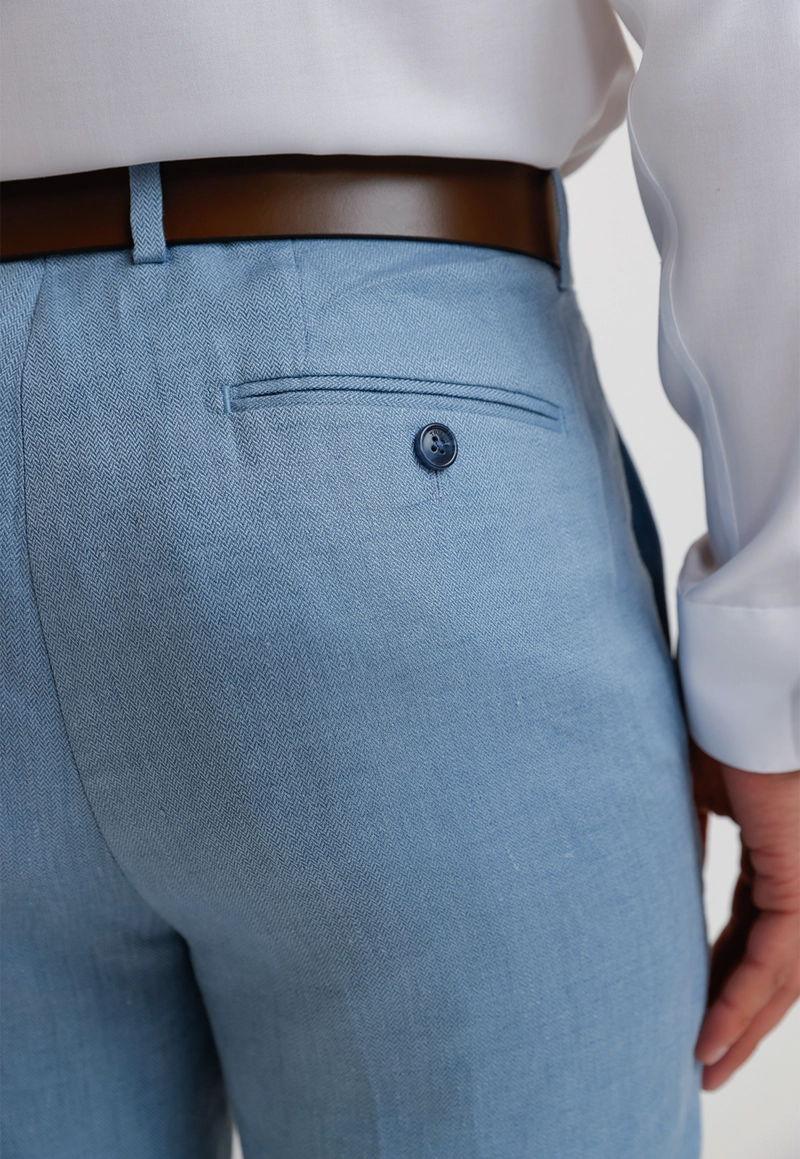 PANTALON HOMBRE FORMAL LINO MIX&COLOR CELESTE - 3