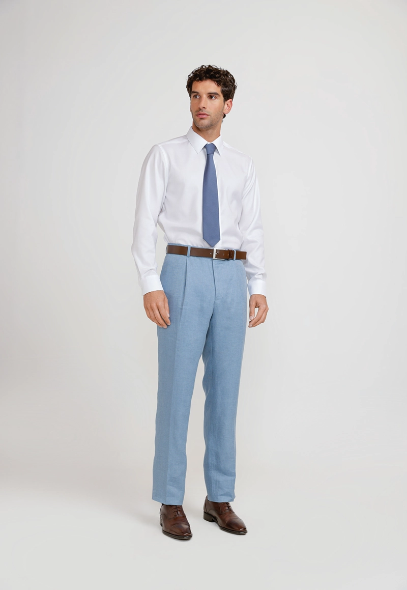 PANTALON HOMBRE FORMAL LINO MIX&COLOR CELESTE - 4