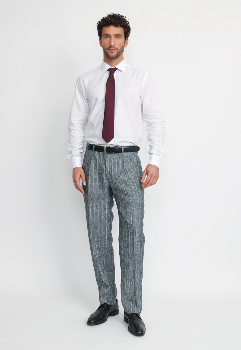 PANTALON HOMBRE FORMAL LINO CLASSIC AZUL MARINO - 4