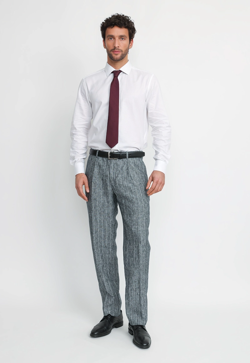 PANTALON HOMBRE FORMAL LINO CLASSIC AZUL MARINO - 4