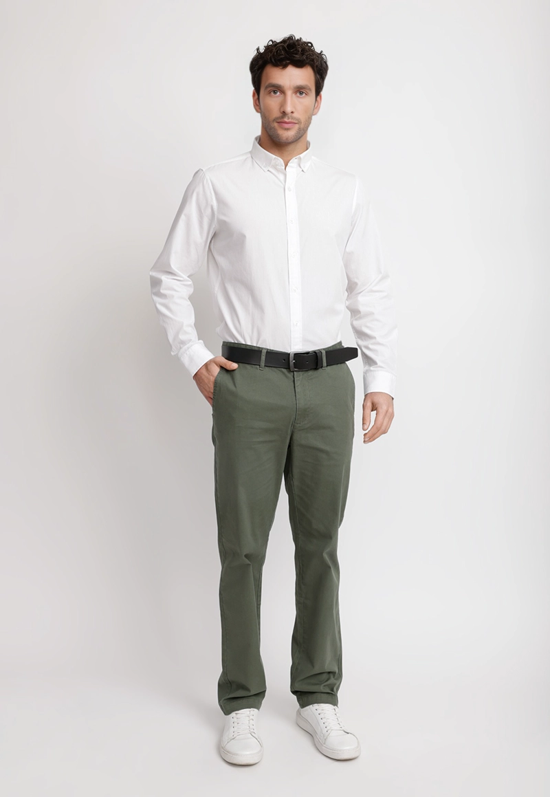 PANTALON CHINO HOMBRE ALGODON VINCI VERDE - 4