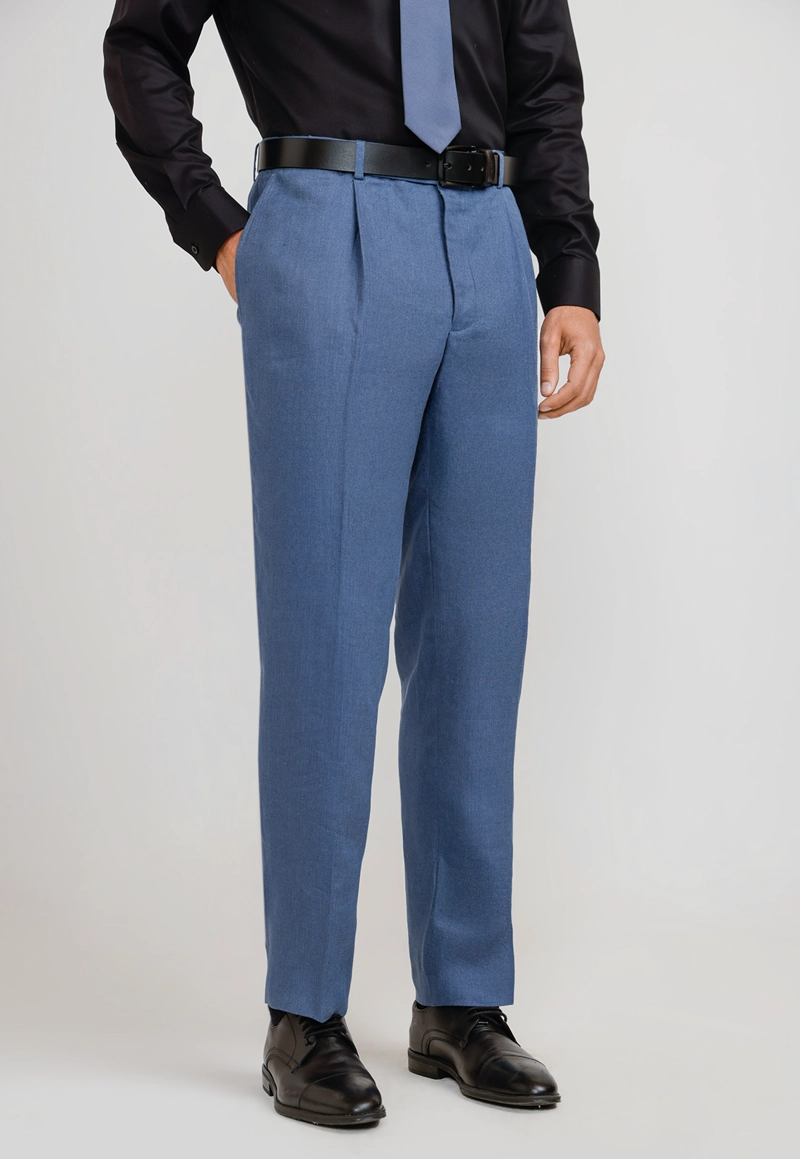PANTALON HOMBRE FORMAL LINO MIX&COLOR AZUL - 1