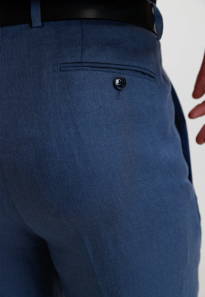 PANTALON HOMBRE FORMAL LINO MIX&COLOR AZUL - 3
