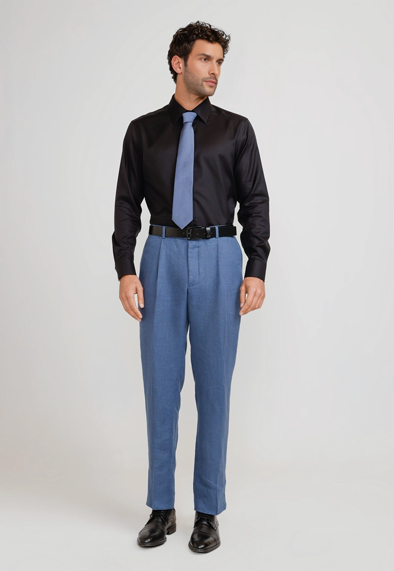PANTALON HOMBRE FORMAL LINO MIX&COLOR AZUL - 4