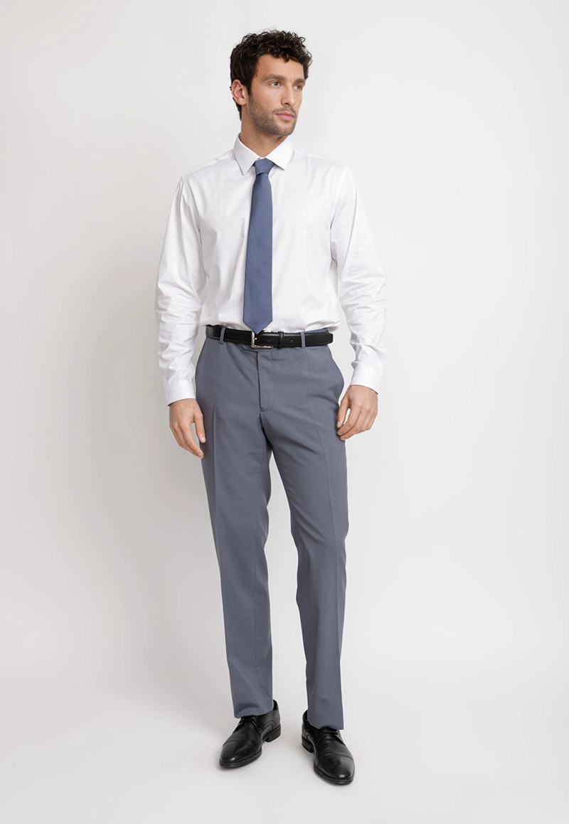 PANTALON HOMBRE FORMAL LANA S100'S MIX&COLOR AZUL PIEDRA - 4