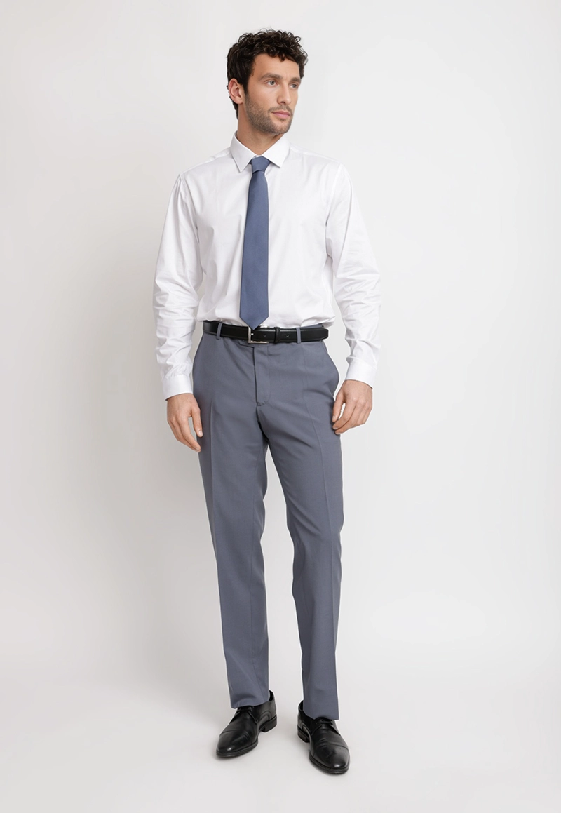 PANTALON HOMBRE FORMAL LANA S100'S MIX&COLOR AZUL PIEDRA - 4