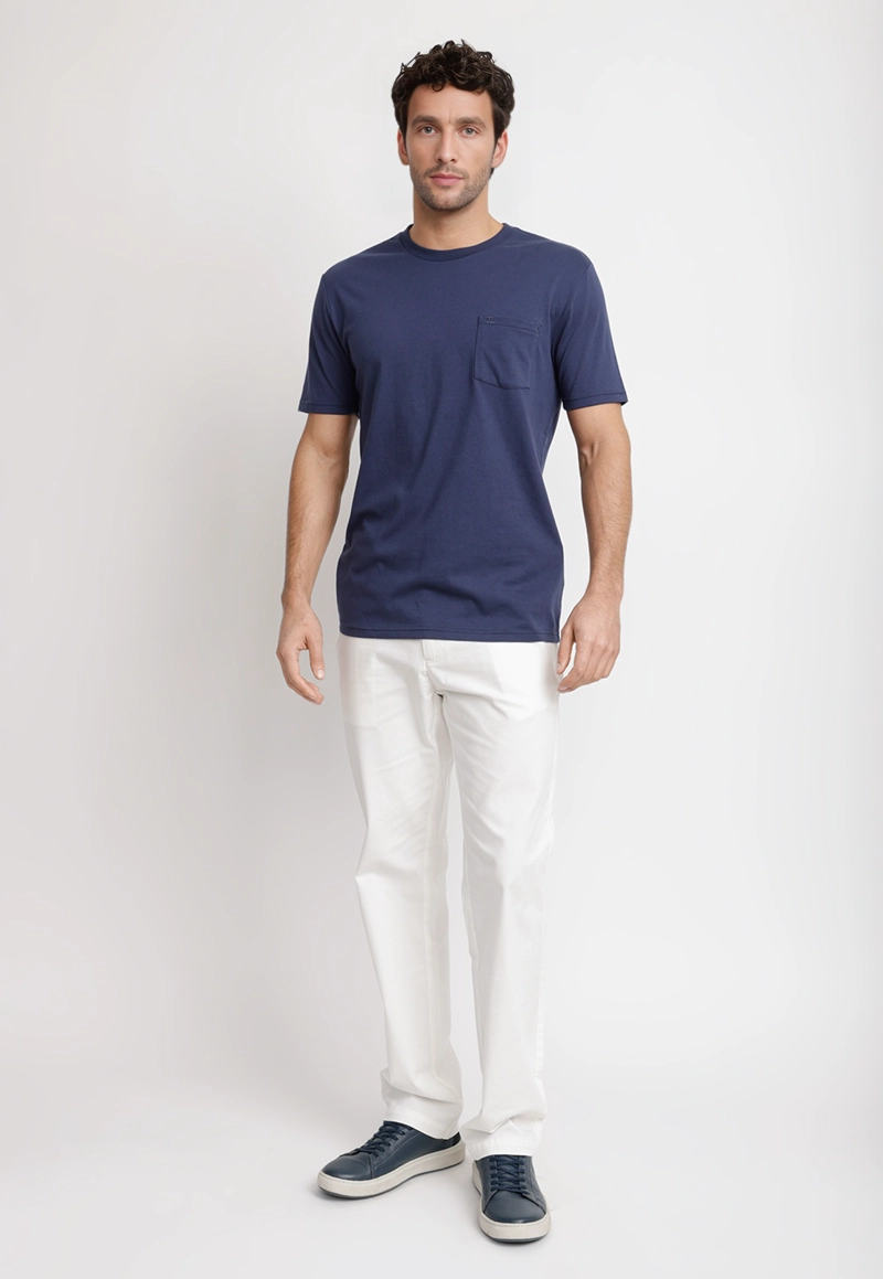 POLERA CUELLO C ALGODON PIMA MARCUS AZUL MARINO - 4