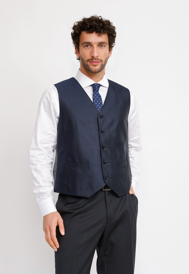 GILET HOMBRE FORMAL SEDA GILET&CO AZUL MARINO - 1