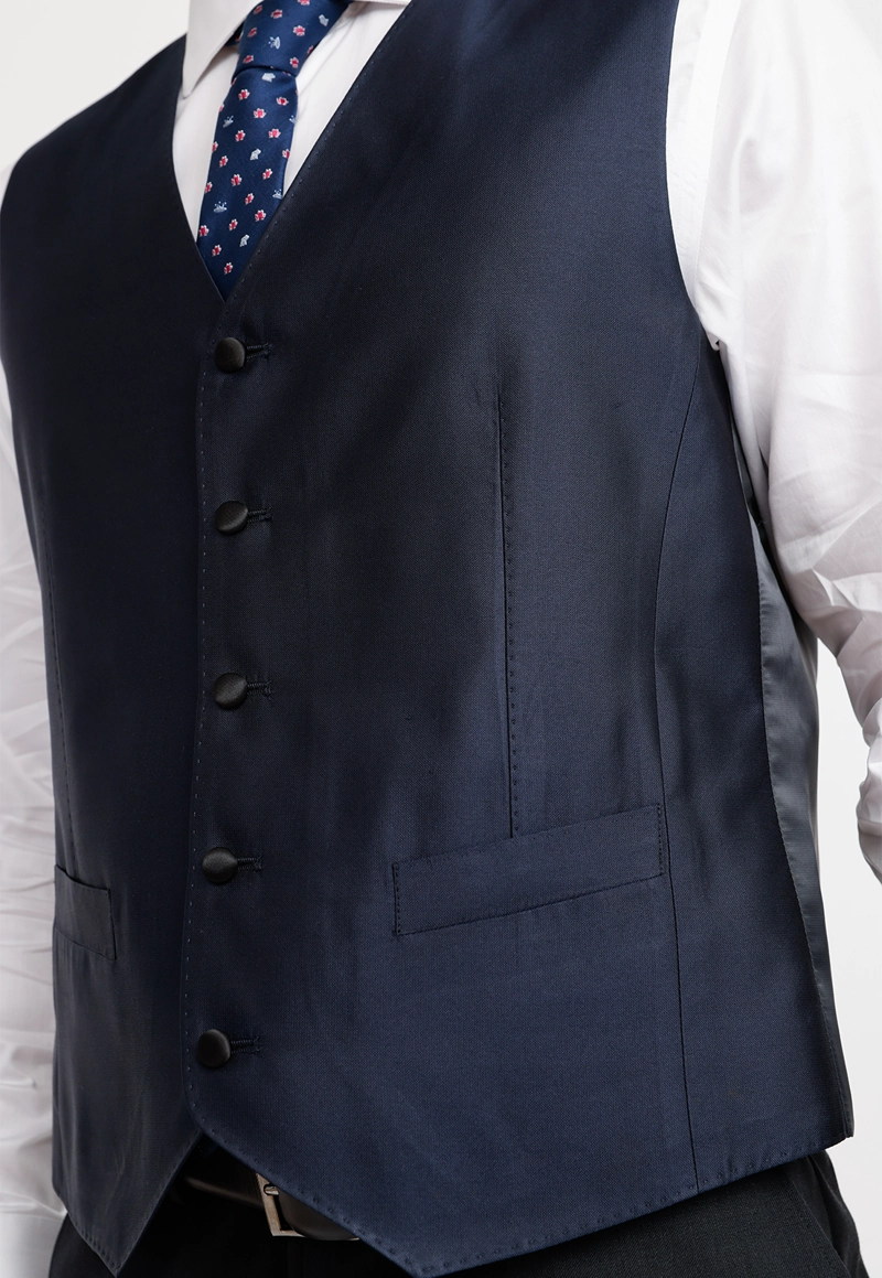 GILET HOMBRE FORMAL SEDA GILET&CO AZUL MARINO - 3