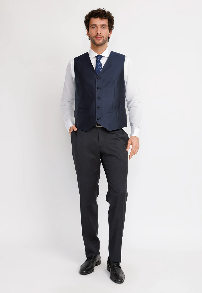 GILET HOMBRE FORMAL SEDA GILET&CO AZUL MARINO - 4