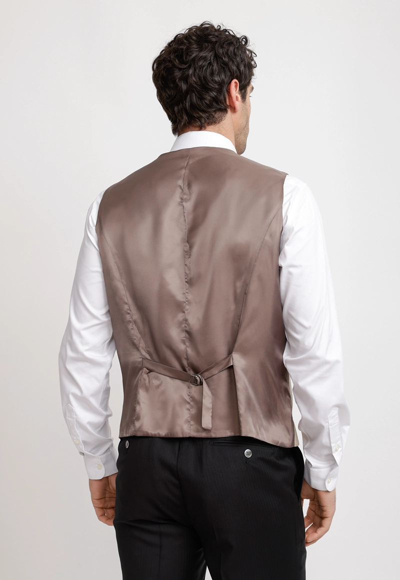 GILET HOMBRE FORMAL GRADUACION BEIGE - 2