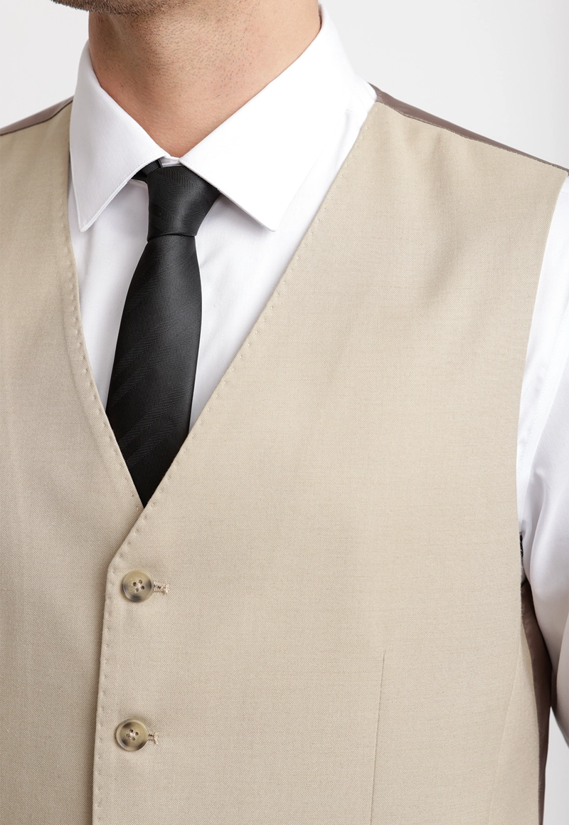 GILET HOMBRE FORMAL GRADUACION BEIGE - 3