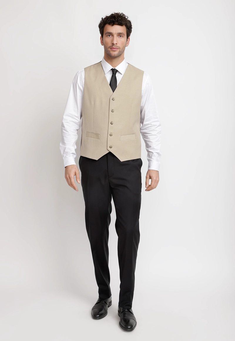 GILET HOMBRE FORMAL GRADUACION BEIGE - 4