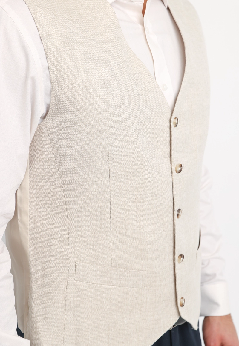 GILET HOMBRE FORMAL LINO CLASSIC BEIGE - 3