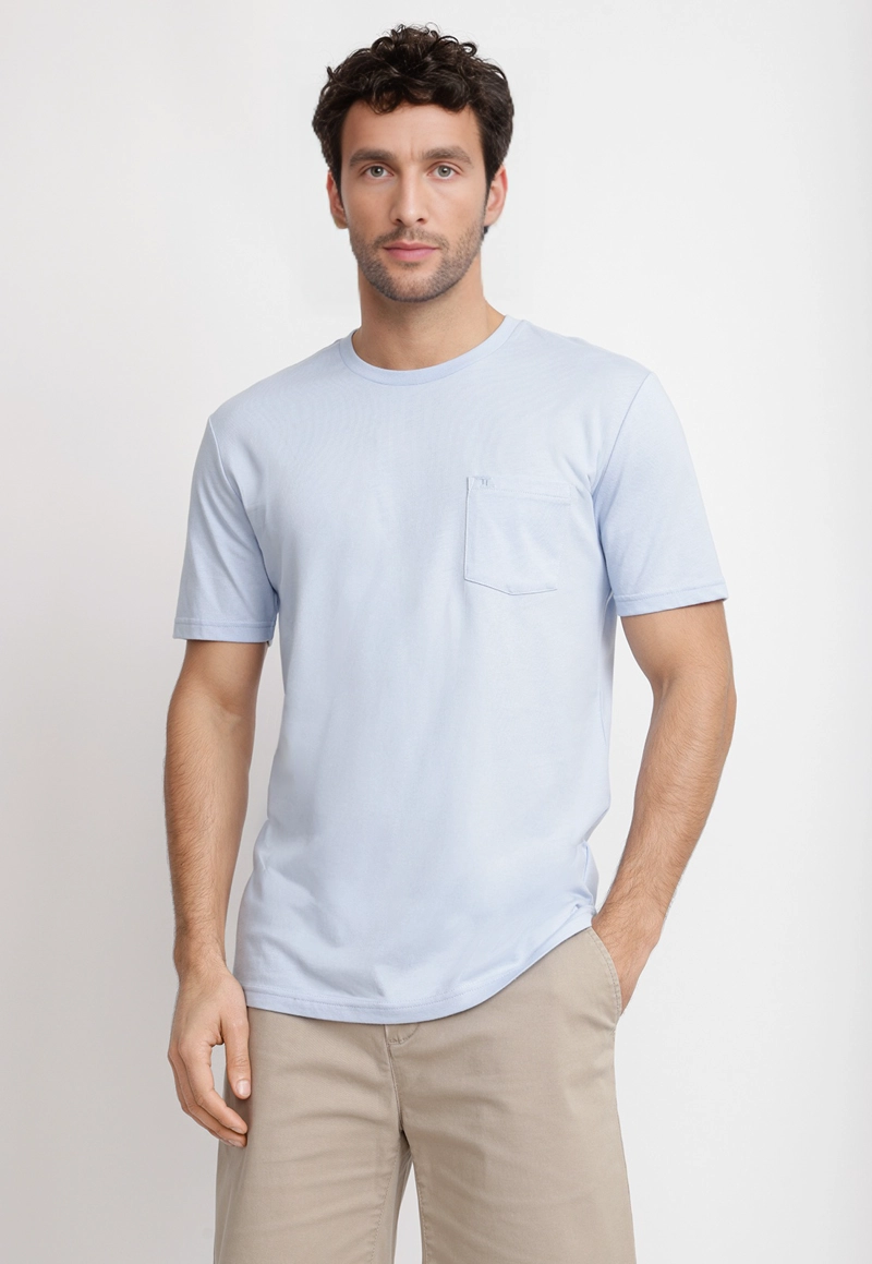POLERA CUELLO C ALGODON PIMA MARCUS CELESTE - 1
