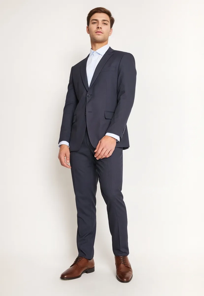 TRAJE FORMAL HOMBRE SLIM TEXTURADO AZUL MARINO - 1