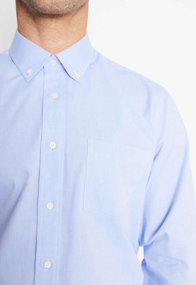 CAMISA FORMAL HOMBRE REGULAR OXFORD CELESTE - 3