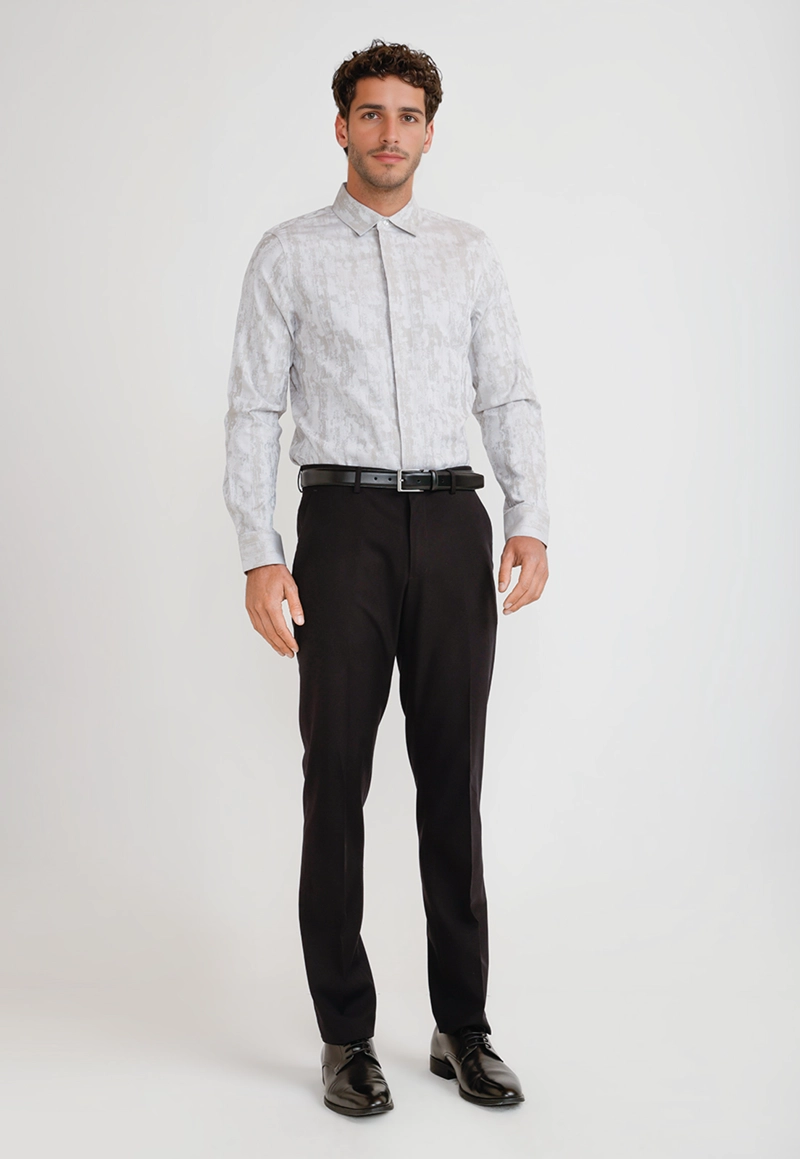 CAMISA HOMBRE JACQUARD BEIGE JACQUARD SHIRT - 4
