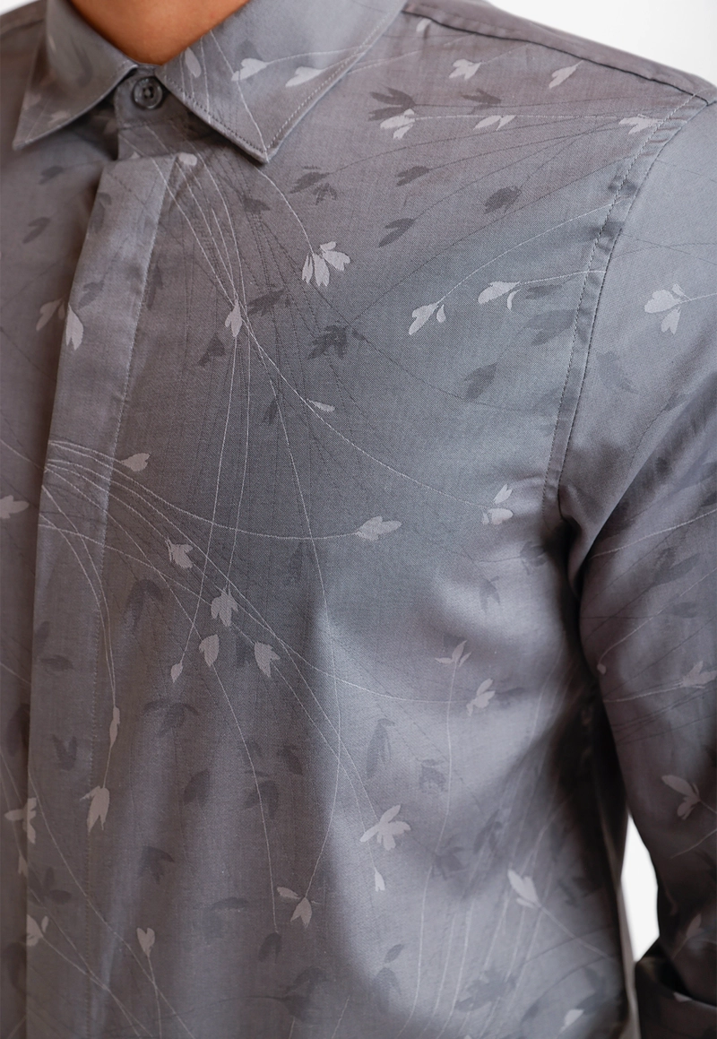 CAMISA HOMBRE JACQUARD GRIS JACQUARD SHIRT - 3