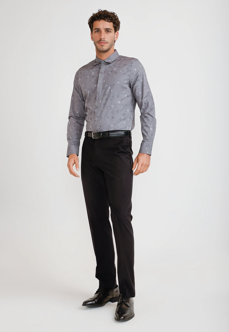 CAMISA HOMBRE JACQUARD GRIS JACQUARD SHIRT - 4