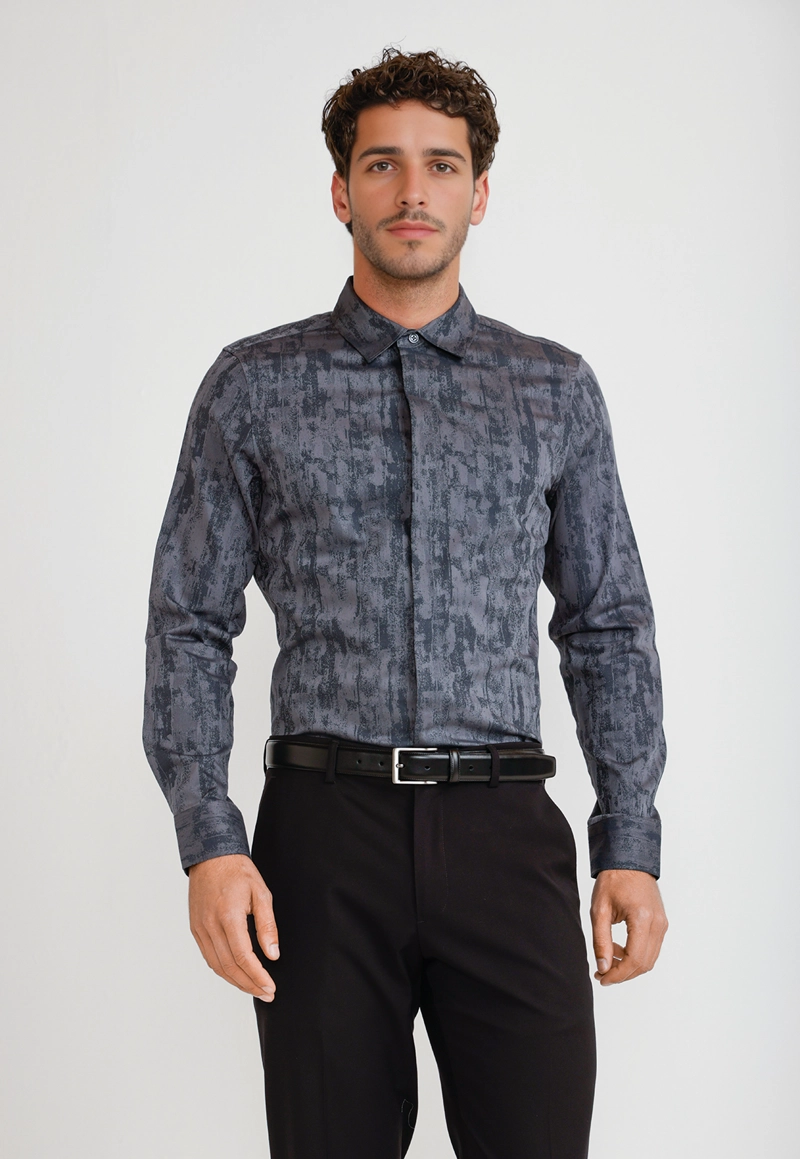 CAMISA HOMBRE JACQUARD NEGRO JACQUARD SHIRT - 1