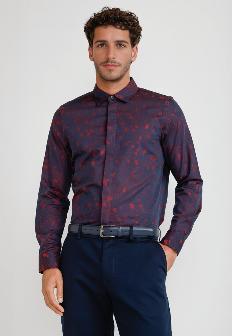 CAMISA HOMBRE JACQUARD NAVY JACQUARD SHIRT - 1
