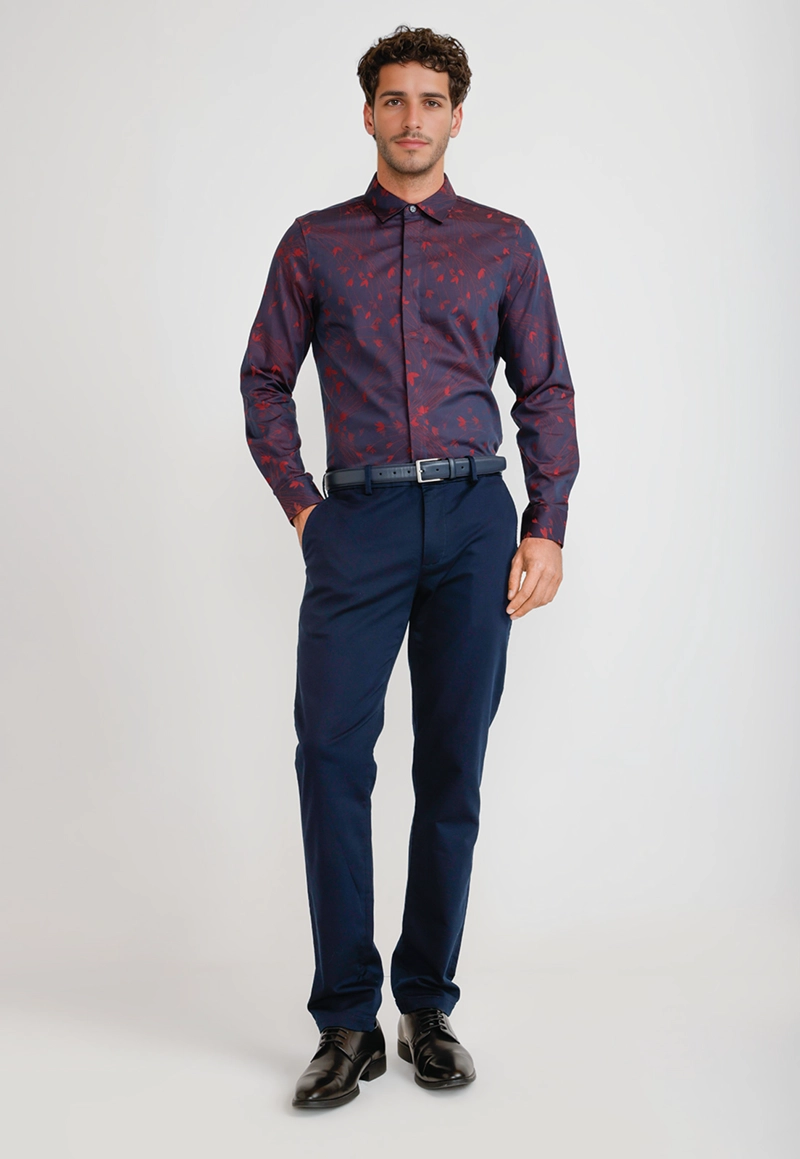 CAMISA HOMBRE JACQUARD NAVY JACQUARD SHIRT - 4