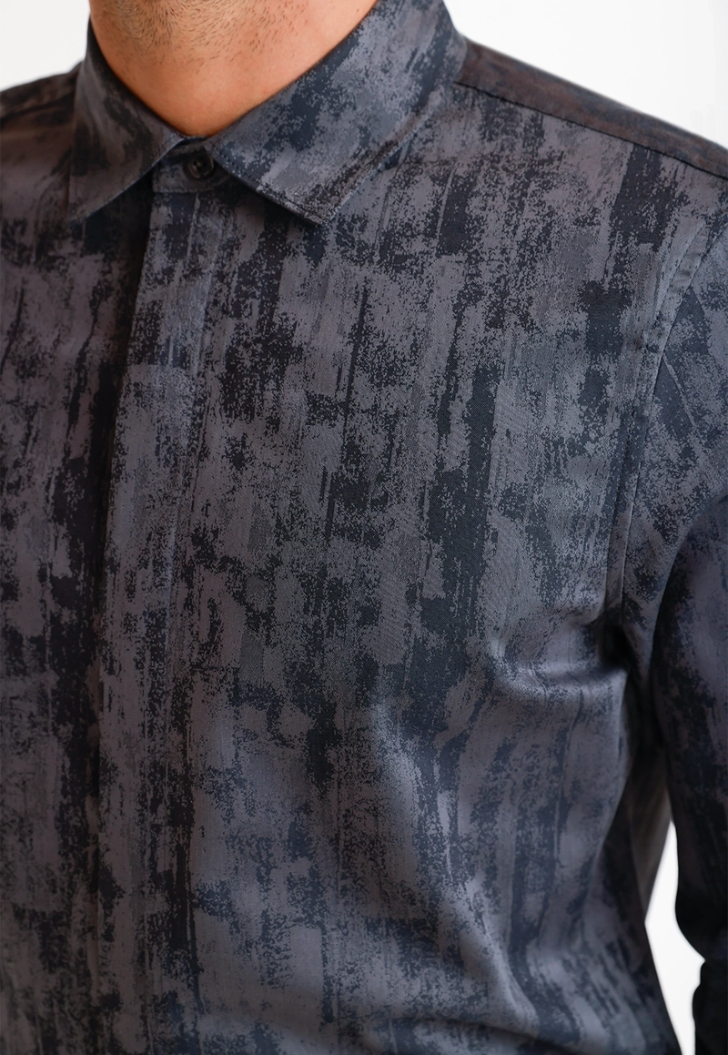CAMISA HOMBRE JACQUARD NEGRO JACQUARD SHIRT - 3