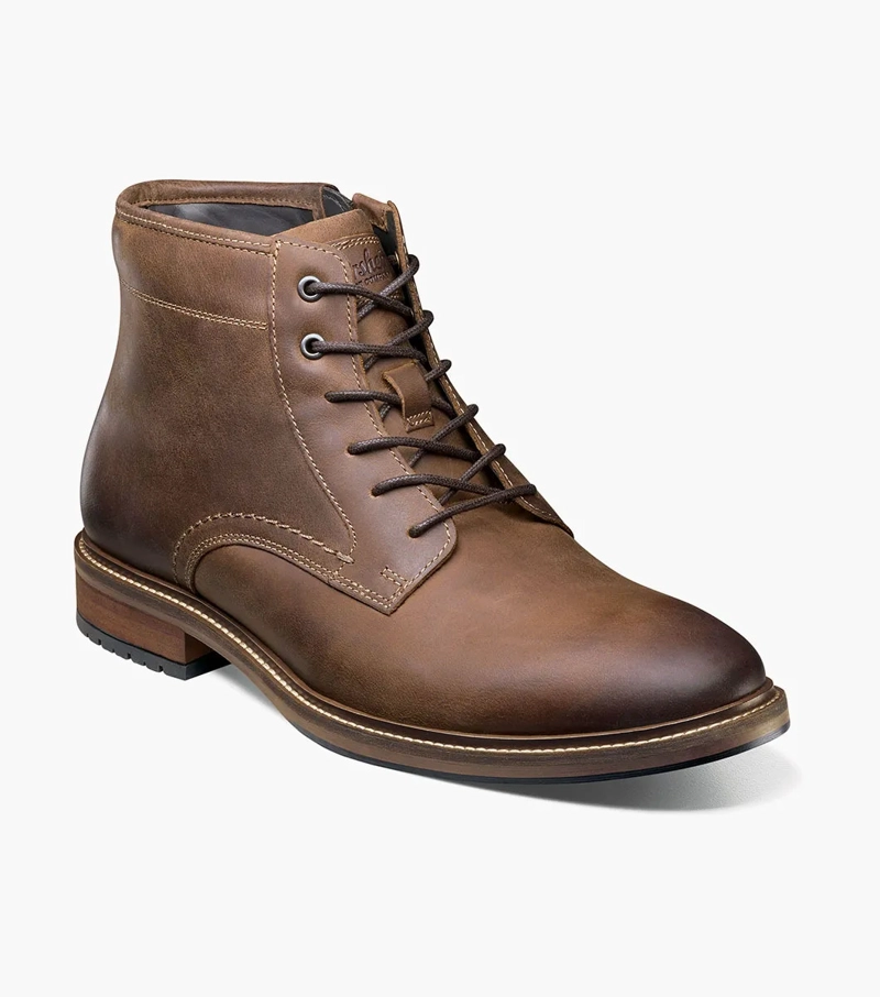 BOTINES CASUAL FORGE PLAIN TOE LACE UP CAFE - 1