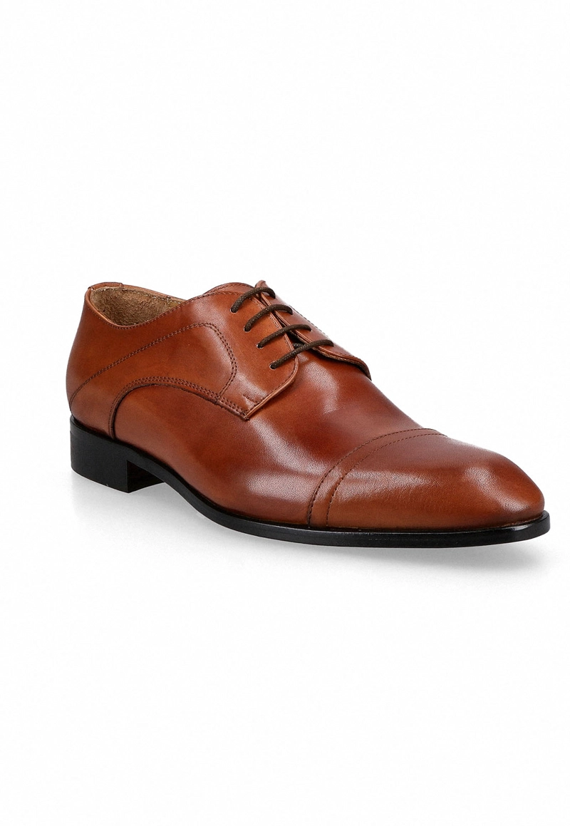 ZAPATOS FORMAL ITALIANOS MOROZZO CAP TOE DERBY COGNAC - 1