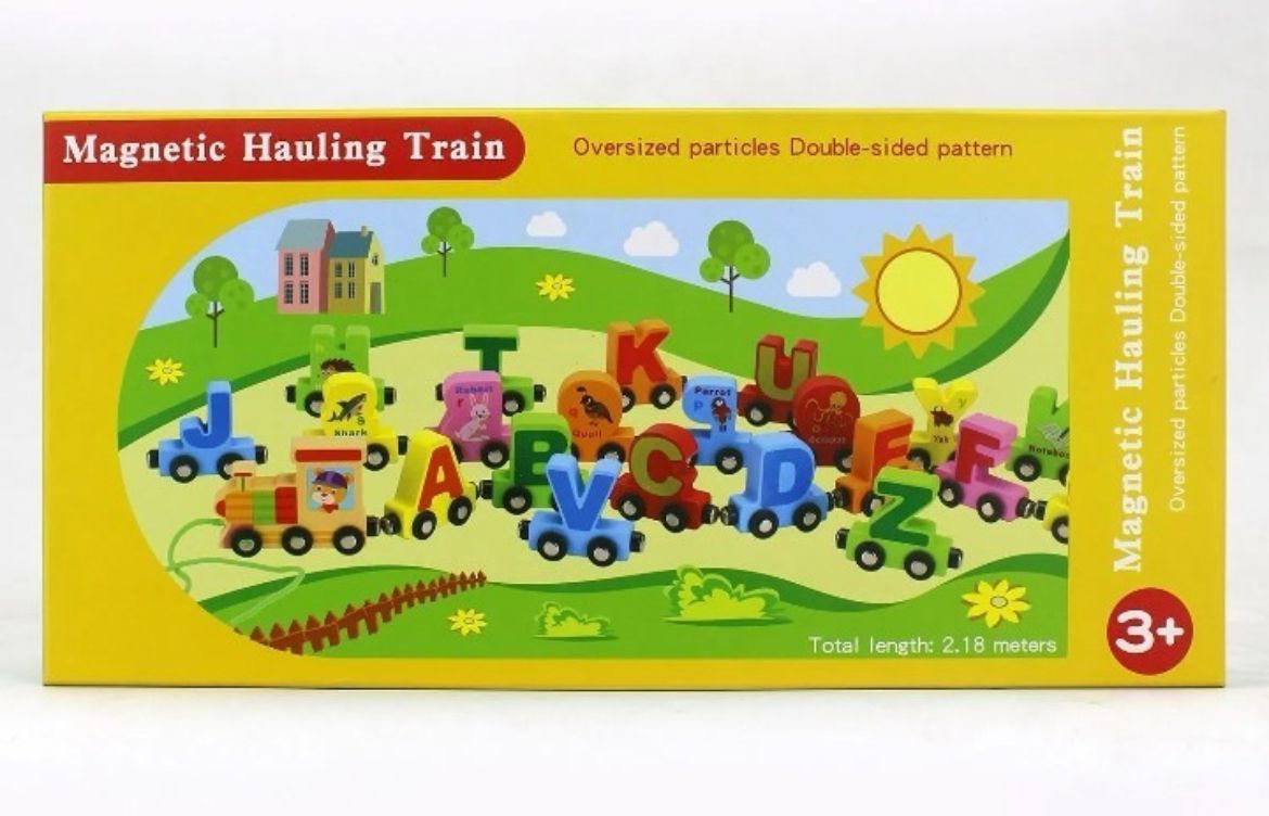 TREN MAGNÉTICO DE MADERA CON LETRAS DEL ABECEDARIO A-Z - 3