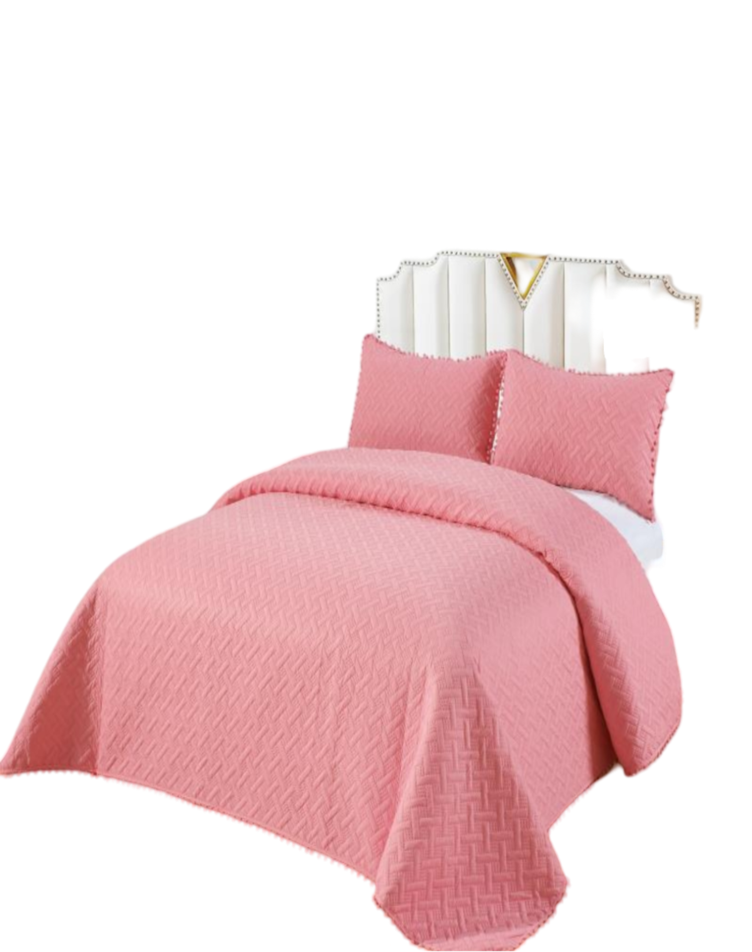 CUBRECAMA 1.5 PLAZAS ALGODÓN ROSADO VERANO CON POMPONES ESTILO FRESCO Y ELEGANTE L4 - 1