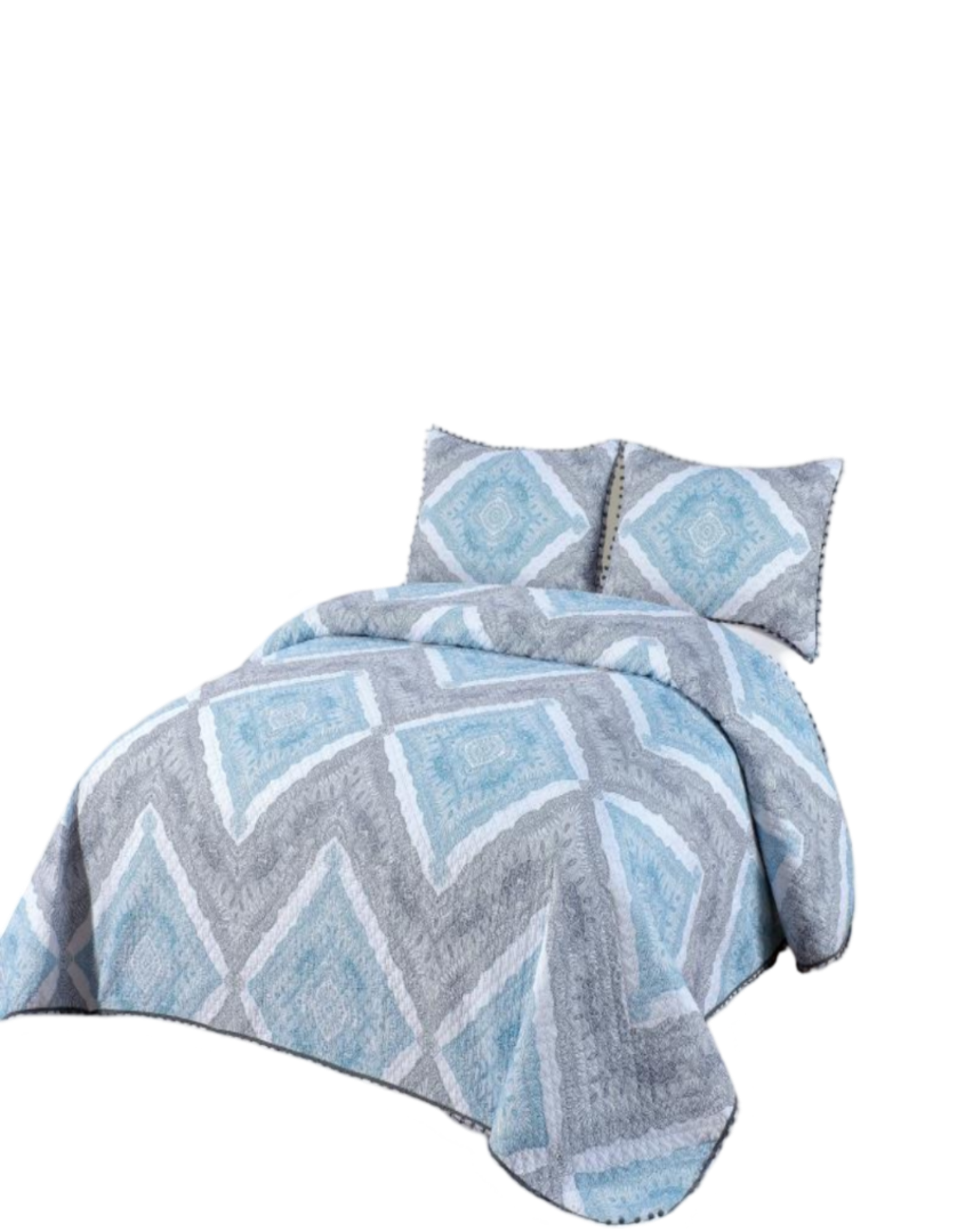 CUBRECAMA KING ALGODÓN MULTICOLOR LIGERO VERANO CON POMPONES ELEGANCIA IDEAL D1 - 1