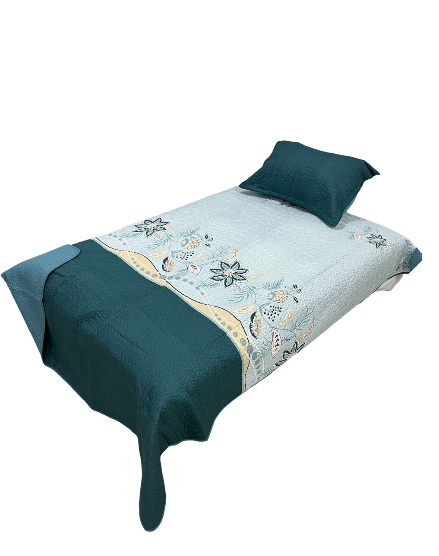 CUBRECAMA ALGODÓN MULTICOLOR QUILT FRESCO PRIMAVERA Y VERANO PLAZA 1/2 D23 - 1