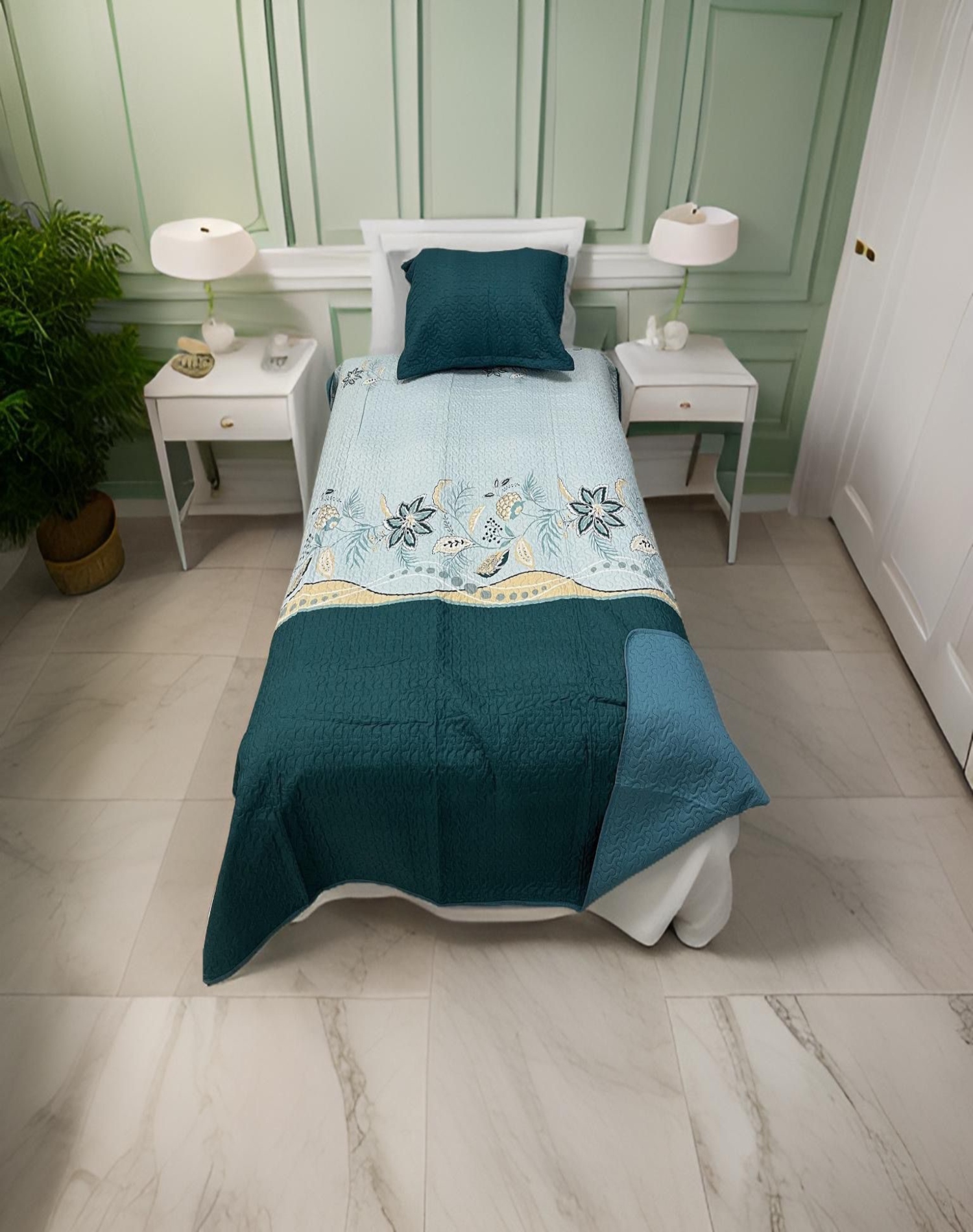 CUBRECAMA ALGODÓN MULTICOLOR QUILT FRESCO PRIMAVERA Y VERANO PLAZA 1/2 D23 - 3