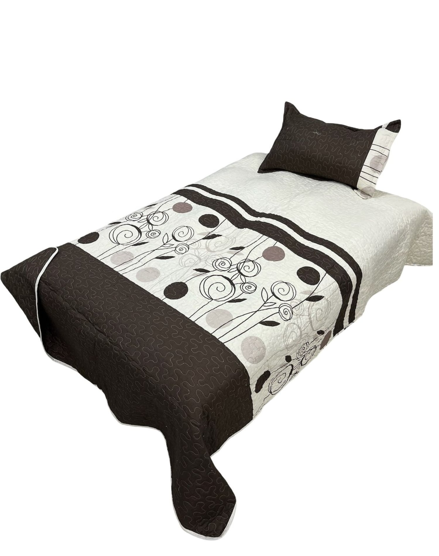 CUBRECAMA ALGODÓN MULTICOLOR QUILT FRESCO PRIMAVERA Y VERANO PLAZA 1/2 D10 - 1