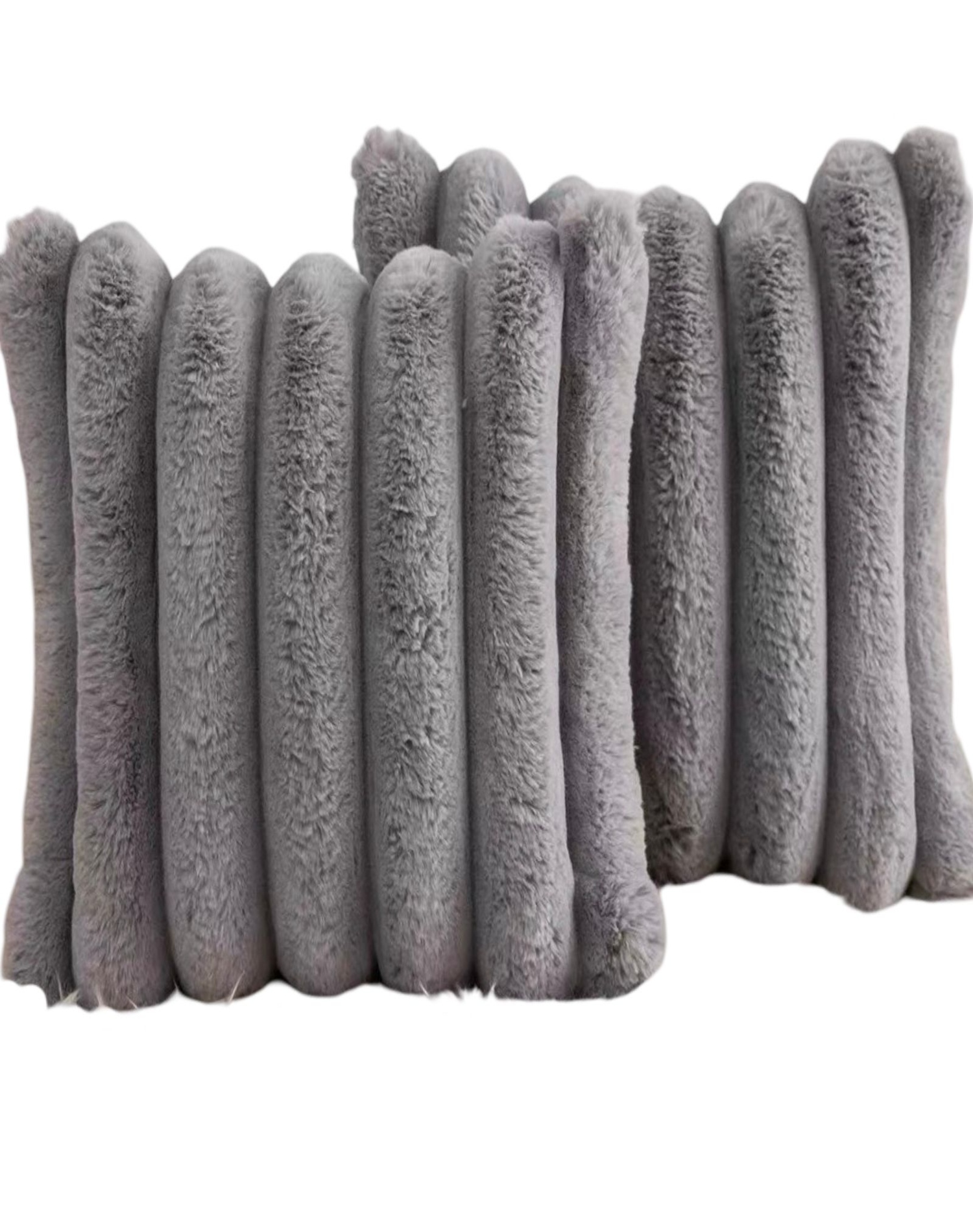 JUEGO DE 2 FUNDAS DE COJÍN PLUSH-GRIS - 1
