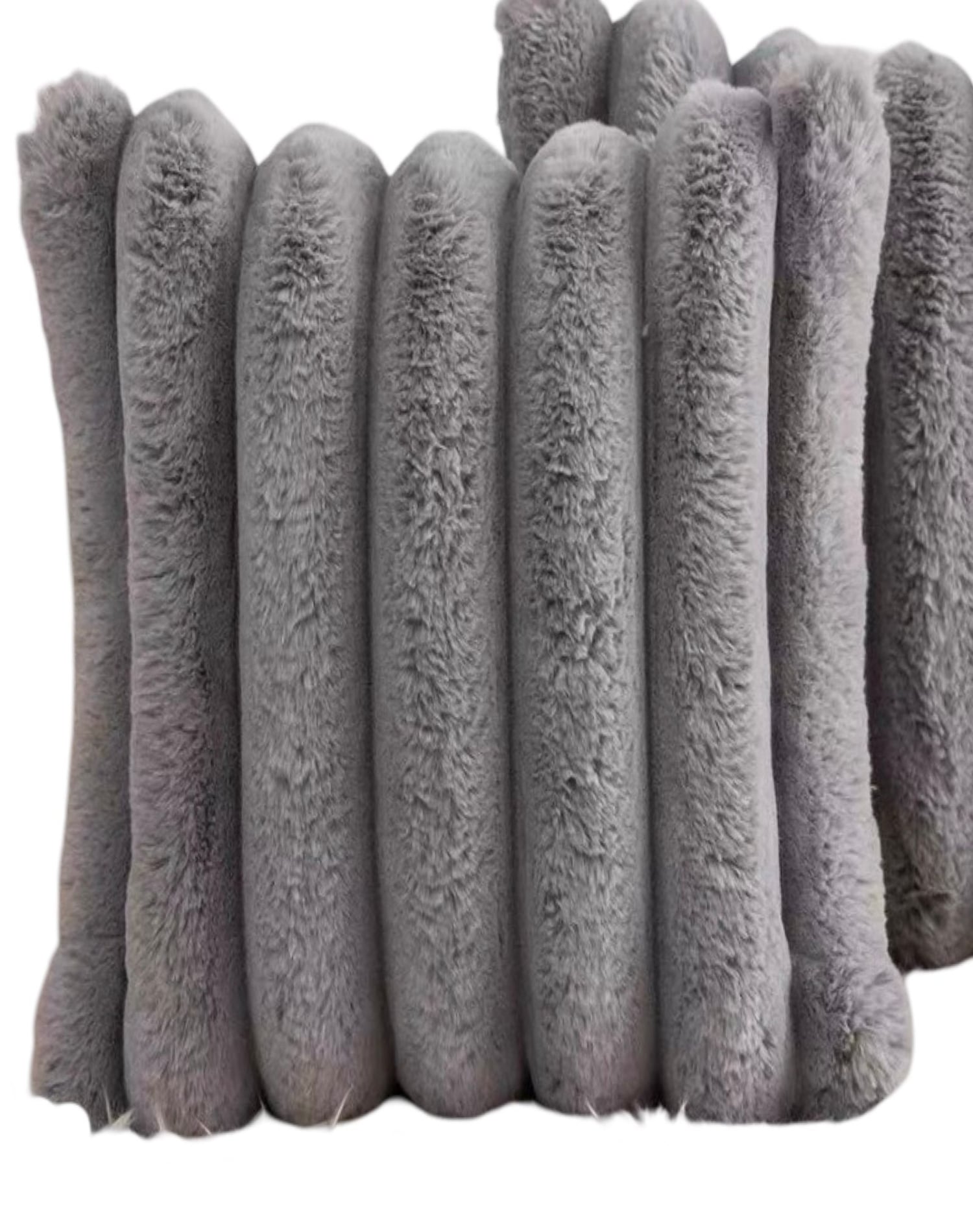 JUEGO DE 2 FUNDAS DE COJÍN PLUSH-GRIS - 2