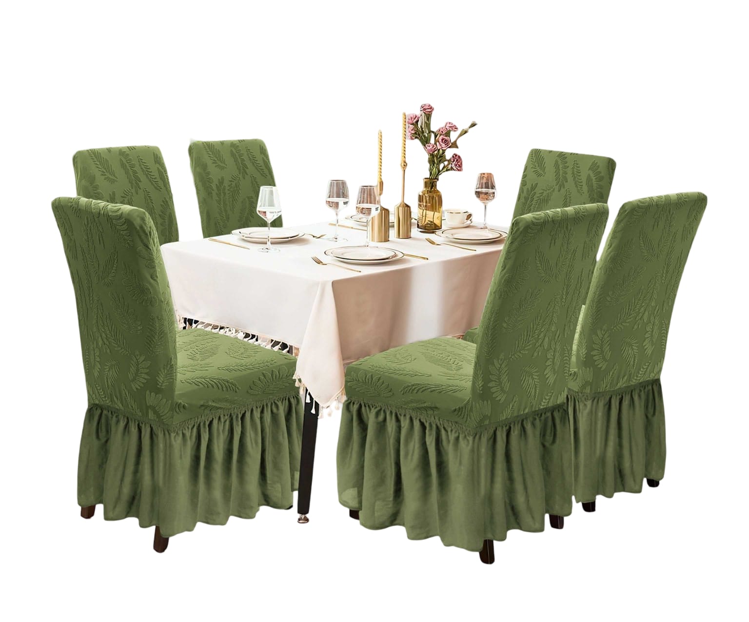 FUNDA SILLA TURCAS DISEÑADAS PACK 6 D5 VERDE - 1