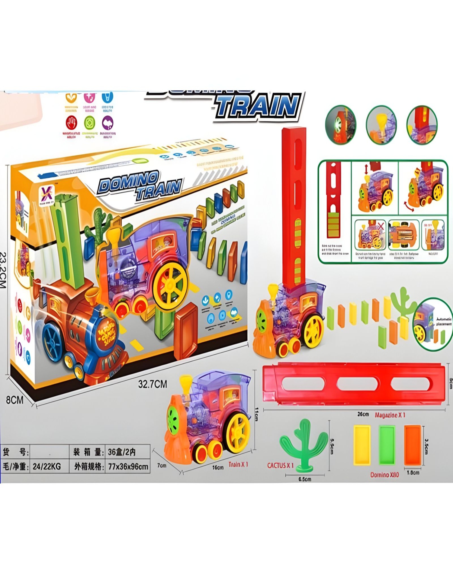 TREN DOMINO 60 PIEZAS JUGUETE MOTRICIDAD BEBÉS - 4