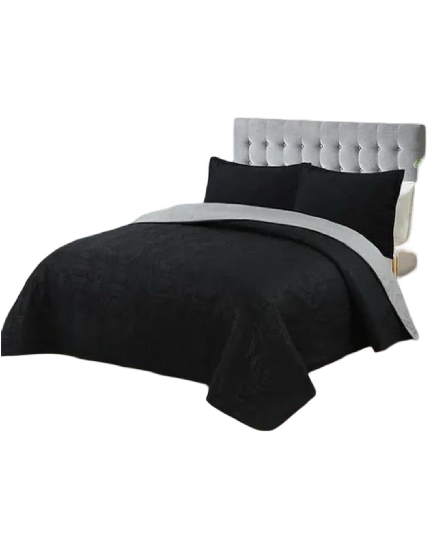 CUBRECAMA NEGRO QUILT 2 PLAZAS VERANO LIGERO Y SUAVE E4 - 1