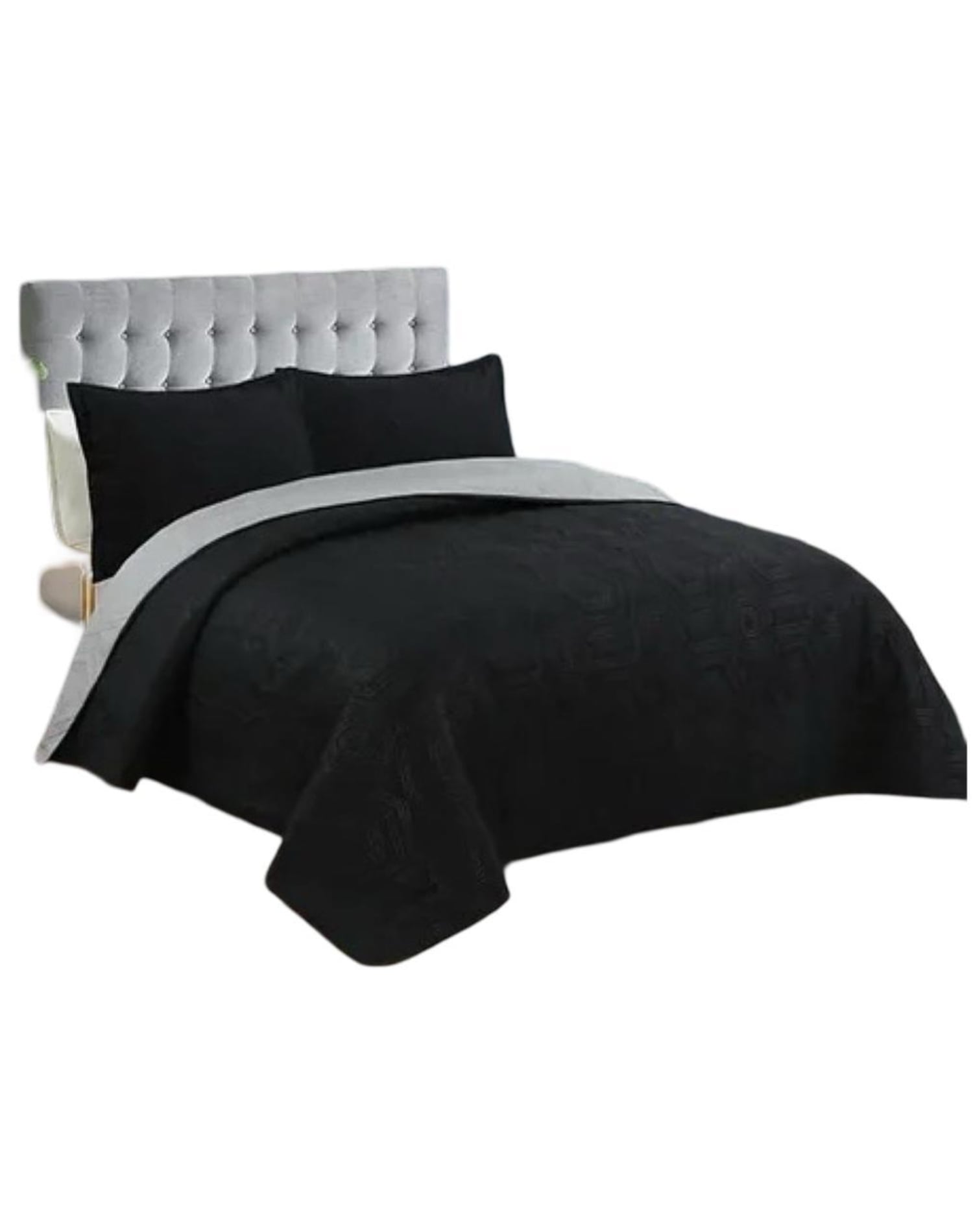 CUBRECAMA NEGRO QUILT 2 PLAZAS VERANO LIGERO Y SUAVE E4 - 2